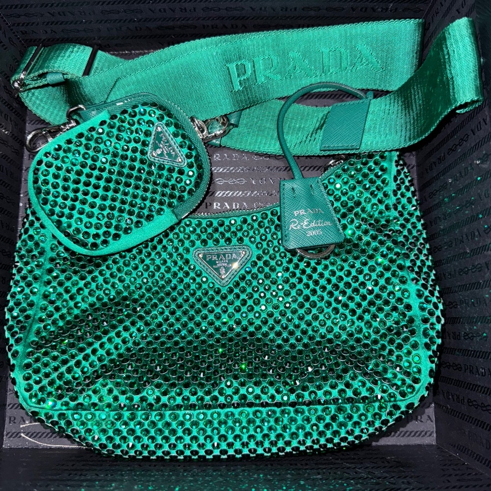 Prada Re-Edition 2005 Satin Bag with Crystals
